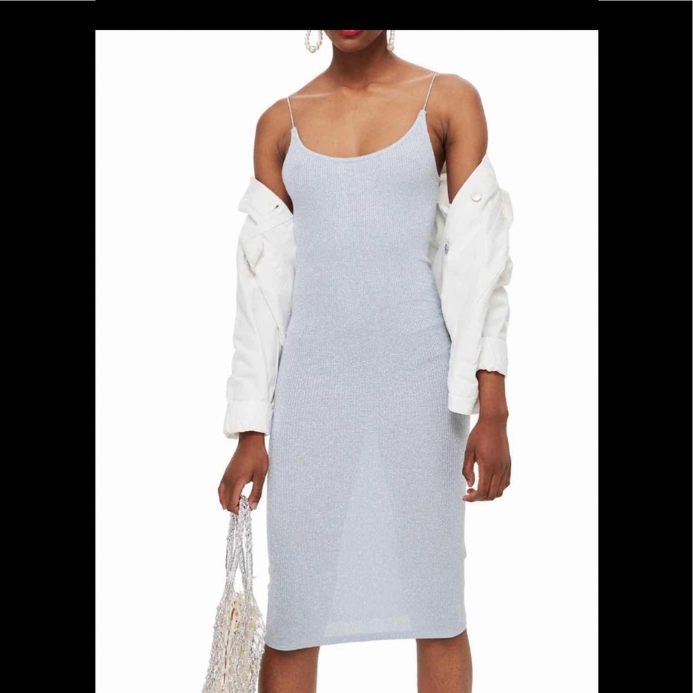 Glitter ribbed sheath dress.